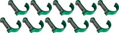 Produktbild von Set mit 10 Aluminium-Kleiderhaken / Garderoben (gebogen, grün)