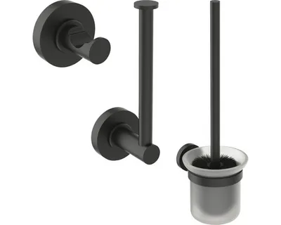 Produktbild von Ideal Standard Accessoires-Paket IOM A9246XG Schwarz (Enthält WC-Bürstengarnitur, Papierrollenhalter und Handtuchhaken)