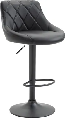 Obrázek produktu pro Stylová barová židle - stolička - čalounění Imitace kůže, otočná o 360°, výškově nastavitelná | Barva: černá | Barva podstavce: černá