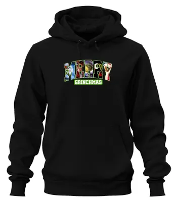 Produktbild von Merry Grinchmas Grinch Weihnachten lustig Geschenk Retro Hoodie Kapuzenpullover, Schwarz, M