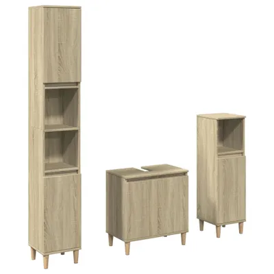 Produktbild von vidaXL 3-tlg. Badmöbel-Set Sonoma-Eiche Holzwerkstoff