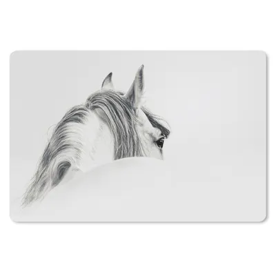 Produktbild von MuchoWow® Schreibtischunterlage Pferd - Weiß - Grau 60x40 cm - XXL Mauspad - Großes Mauspad