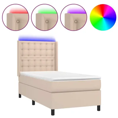 Produktbild von Boxspringbett mit Matratze & LED Cappuccino-Braun 90x190cm