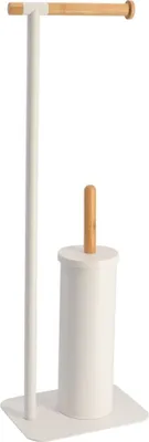 Produktbild von Tendance Toilettenpapierständer mit Toilettenbürste weiß braun Bambus Metall 16x22x69,5 cm
