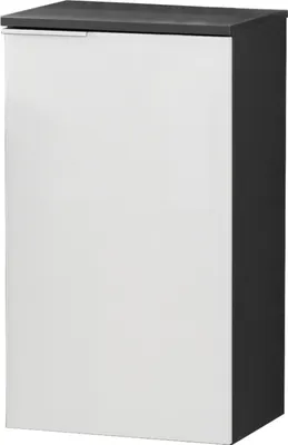 Produktbild von FACKELMANN Unterschrank KARA / Soft-Close-System / Maße (B x H x T): ca. 41 x 70 x 32 cm / hochwertiger Schrank fürs Bad / Türanschlag rechts / Korpus: Anthrazit / Front: lackiertes Glas in Weiß