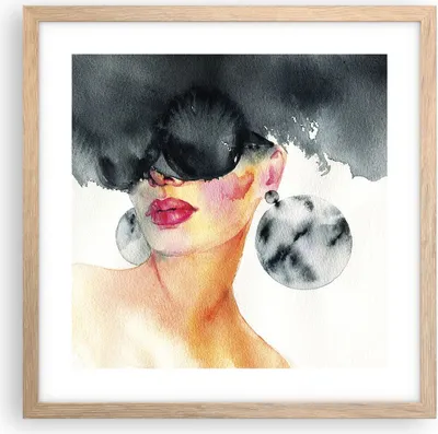 Produktbild von Gerahmtes Poster - Rahmen in heller Eiche - Aquarell Modell Brille - 40x40 cm - Wand Bild - Wanddeko - Wandbilder - Kunstposter - Wandposter - Bilderrahmen - Bilder - Kunstdruck - P2NAC40x40-4678