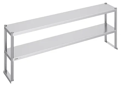Imagen del producto de Estante doble de acero inoxidable, estante de dos niveles de 12 x 72 pulgadas, mesa de preparación de estante ajustable en altura para cocina, restaurante y taller