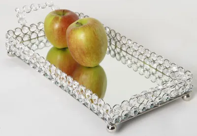 Produktbild von Kristallschale Tablett 'Vera' Alu Dekoration Rechteckig Dekoschale Tischdekoration Hochzeitdekoration Artra Deko Dekoschale Dekoration Geschenk silber Sommerdeko silber, 39x19x8h