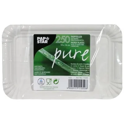 Image de Papstar assiettes jetables en carton blanc rectangulaire 10 x 16 cm 250 pièces