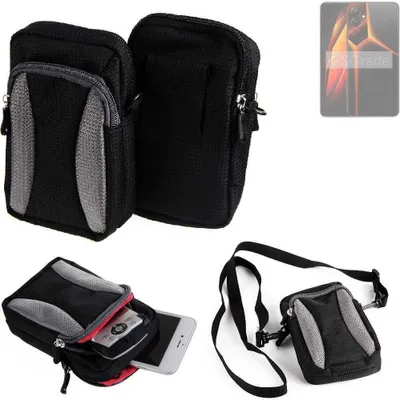Produktbild von K-S-Trade Holster Schutz Hülle kompatibel mit Tecno Pova 4 Handy Hülle Gürteltasche Umhängetasche mit Zusatzfach schwarz