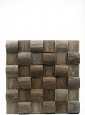Produktbild von Wave Black | Wandpaneel Teak | 3D-Klebeholz 30 x 30 Holzstreifen