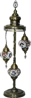Image de Lampe de sol mosaïque orientale multicolore - Hauteur 94 cm - Diamètre de la boule 13,5 cm - Douille E14