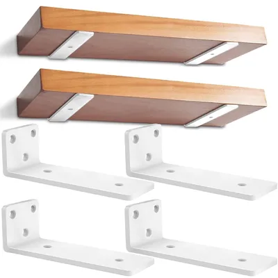 Imagen del producto de Soportes para estanterías de pared - 4 unidades, soportes invisibles - color blanco, 20 cm