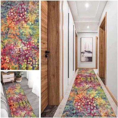 Immagine prodotto di Tappetino antiscivolo colorato, lavabile, stile vintage, dimensioni 60 x 200 cm