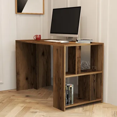 Produktbild von Corfinio - Schreibtisch, 120x60x75h cm Nussbaum Braun, 3 Ablagen