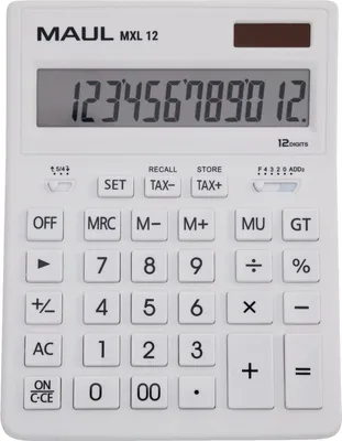 Obrázek produktu pro MAUL stolní kalkulačka MXL 12 LCD displej 1 řádek, 12 číslic Solární baterie 20,5 x 15,5 x 3,5 cm bílá
