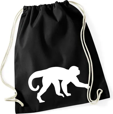 Produktbild von Huuraa Turnbeutel Affe Silhouette 12 Liter Black Baumwolle Rucksack Geschenkidee
