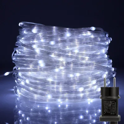 Obrázok produktu pre 10 m 100 LED rozprávkové svetlá 8 svetelných režimov vodotesné vnútorné party záhradné dekorácie vianočné svetlá, biele