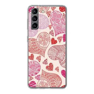 Produktbild von MuchoWow® Handyhülle Schutzhülle Hülle für Samsung Galaxy S21 Eine Illustration mit rosa und roten Herzen Silikon Softcase Handy Hülle - Softcase