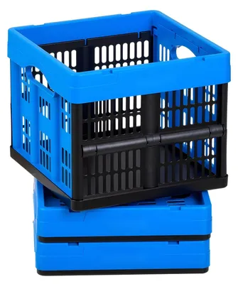 Produktbild von Klappboxen/Faltboxen Aufbewahrungsboxen - 25 L 3er-Set - Kunststoff - Stapelbar - Mit Griffen - Tragkraft 10 kg pro Box - Blau/Schwarz