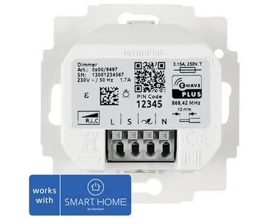 Immagine prodotto di Inserto per interruttore dimmer TechniSat | Interruttore da incasso Z-Wave per Busch-Jaeger