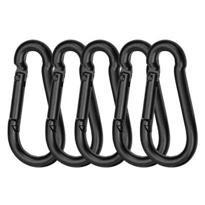 Produktbild von 5 Stück Kletterkarabiner, starke, belastbare, solide Konstruktion, galvanisiert, hochfest, strapazierfähig, Schnellverschluss-Karabiner, Seilverbinder, Campingzubehör