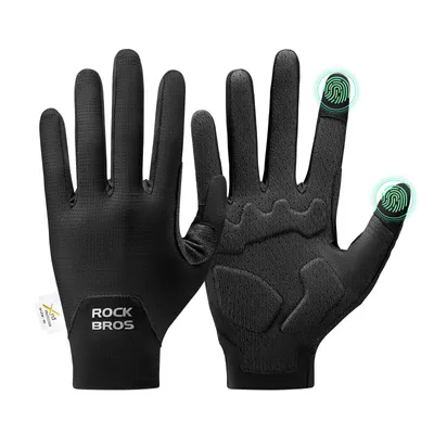 Produktbild von ROCKBROS Fahrradhandschuhe Stoßdämpfend Atmungsaktiv Handschuhe Touchscreen für Laufen, Fahrrad, Outdoor Schwarz L
