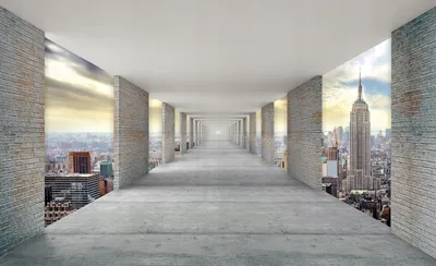 Produktbild von Vlies Fototapete New York 3D (416x254cm - 4 Bahnen) Moderne Tunnel grau Wohnzimmer Schlafzimmer Wandtapete Tapete UV-Beständig Montagefertig