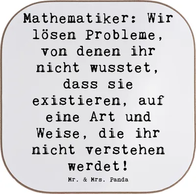 Produktbild von Mr. & Mrs. Panda Untersetzer für Gläser Spruch Mathematiker Magie - Weiß - Geschenk, kreative Geschenke, Leidenschaft, logische Zusammenhänge, gläseruntersetzer, Handwerk