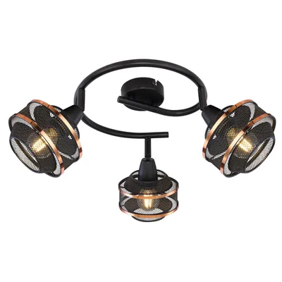 Immagine prodotto di Globo Lighting Faretto nero metallo, nero metallo, color oro, ø: 250mm, H: 215mm, excl. 3x E14 40W 230V