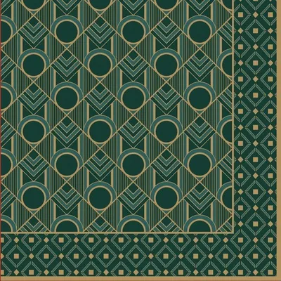 Produktbild von 20 Servietten Charleston - Geometrie schwarz-grün 33x33cm