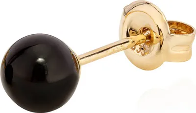 Produktbild von Einzel Ohrstecker echte Schwarze Onyx 333 Gelb Gold 8 Karat 5,2mm rund Ohrringe