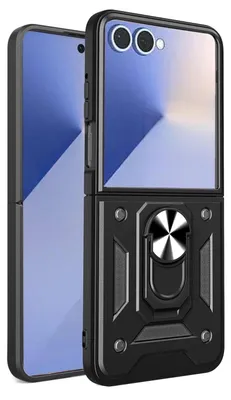 Image de Pour Samsung Galaxy Z Flip7 5G Armor Magnet Ring TPU Hybrid Housse de protection noire