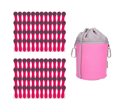 Produktbild von trendfinding 96 Wäscheklammern Pink Edelstahl und 1 Canvas Klammerbeutel Pink