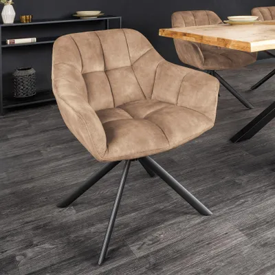 Produktbild von riess-ambiente Drehbarer Stuhl PAPILLON champagner greige schwarz Samt Metallgestell mit Armlehne