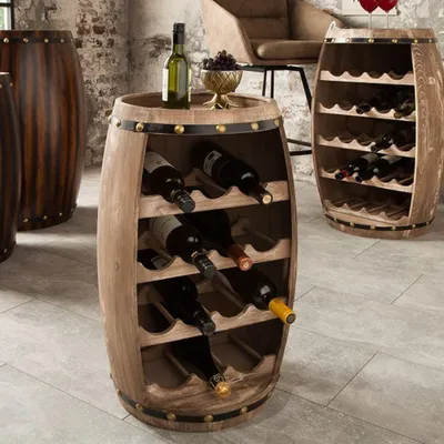 Produktbild von Originelles Flaschenregal BOTELLA 60cm natur Weinfass Pienienholz