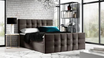 Produktbild von Boxspringbett Schlafzimmerbett OVIEDO LUX 200x220cm Stoff Faro Braun
