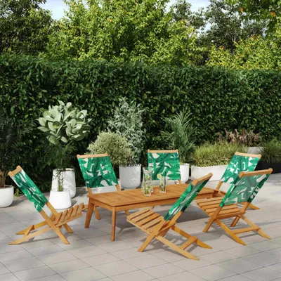 Produktbild von Maison Exclusive - Gartenstühle 6 Stk. Klappbar Grün Stoff und Massivholz