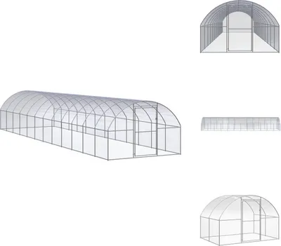 Immagine prodotto di vidaXL Pollaio da esterno 3x12x2 m Acciaio zincato - Habitat e recinti per piccoli animali