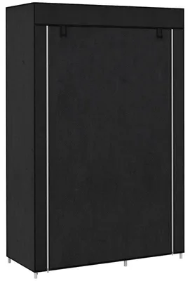Obrázok produktu pre Šatník s vešiakom a 6 policami | Farba: Čierna | Rozmery: 103 x 43 x 162,5 cm