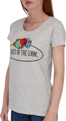 Produktbild von Fruit of the Loom Damen T-Shirt mit großem Vintage-Logo Farbe: graumeliert Größe: S
