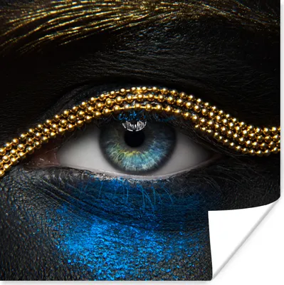 Produktbild von MuchoWow® Poster Frau - Augen - Make-up - Luxus - Gold 50x50 cm - Wohnzimmerdekoration