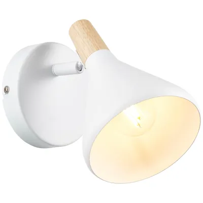 Produktbild von Brilliant Wandleuchte Amelia Weiß/Holz max. 18W E14 ohne Leuchtmittel schwenkbar