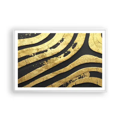 Produktbild von Gerahmtes Poster - Weißer Rahmen - Abstraktion dreidimensional Gold - 91,5x61 cm - Wand Bild - Wanddeko - Wandbilder - Kunstposter - Wandposter - Bilderrahmen - Bilder - Kunstdruck - P2WAA91x61-4461
