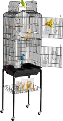 Produktbild von Vogelkäfig Vogelvoliere mit Ständer - 45,7x35,5x151 cm - Robuste Vogelunterkunft für externe Nutzung - Ideal für Wellensittiche und Kanarienvögel