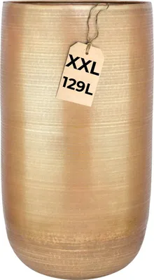 Produktbild von Marrakesch XXL Aluminium Blumenkübel Bodenvase 81 cm Hoch gold Matt | Pflanzentopf Blumensäule 129 L groß rund für Outdoor Indoor | Blumentopf Blumentöpfe Camiel für Garten Balkon & Wohnzimmer