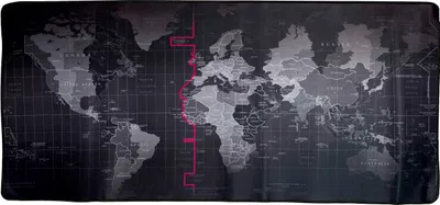 A world map with a pink line indicating time zones.