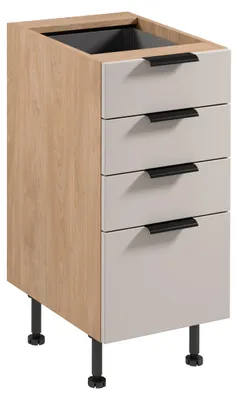 Obrázok produktu pre Kuchynská skrinka so šuplíkmi SALERNO - šírka 40 cm, dub / béžová