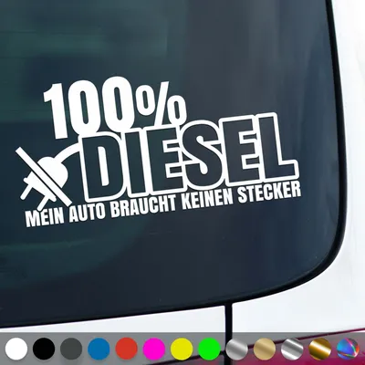 Produktbild von PantherPixel Diesel Aufkleber Verbrenner Spruch Kein Stecker Sticker Auto Geschenkidee Farbe Weiss