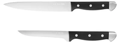 Image de Ensemble de couteaux de cuisine en acier inoxydable, 2 pièces : couteau de découpe et couteau à désosser, couleur noire